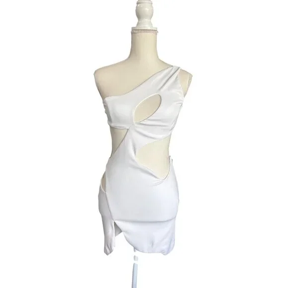 knee length dresses for ladies Santa Brands Swan Mini Dress in White